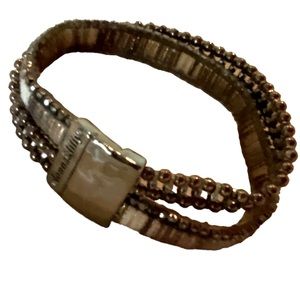 Jenn & Lilly Bracelet Brown Two Criss Crossed Strands Magnetic Closure